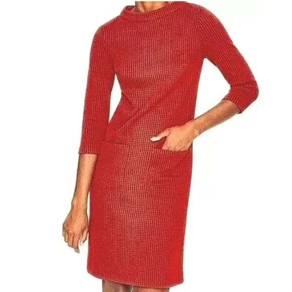 Boden Red Textured Midi Dress - Picture 1 of 14